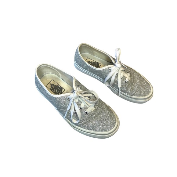 Vans Silver Sparkly Canvas Shoes Women’s size 6 - Picture 1 of 7